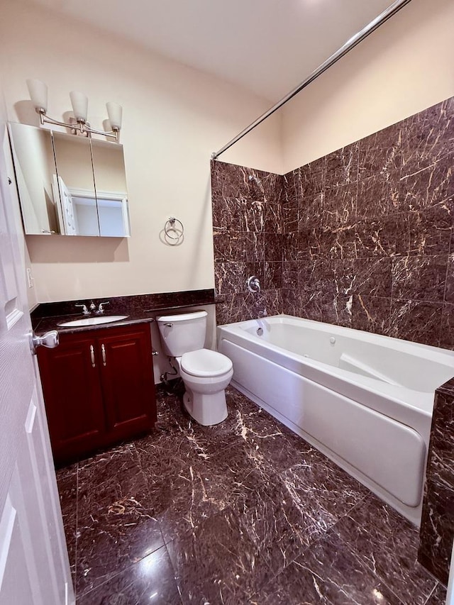 6324 S Kimbark Ave Unit 404, Chicago, IL 60637 - full bathroom with toilet, vanity, bathing tub / shower combination, and marble finish flooring