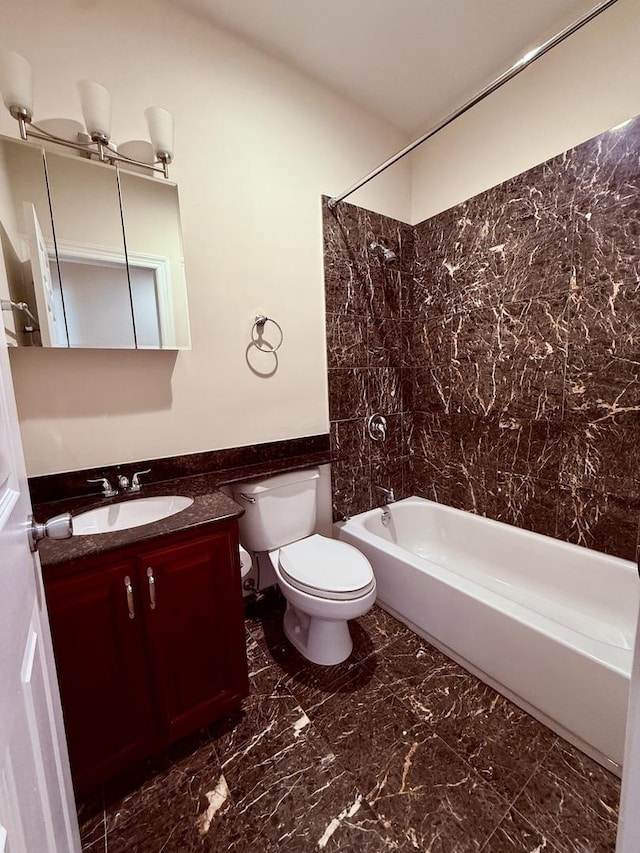 6324 S Kimbark Ave Unit 404, Chicago, IL 60637 - bathroom with shower / bathtub combination, vanity, toilet, and marble finish flooring