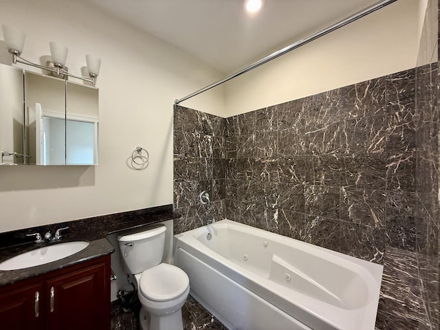 6324 S Kimbark Ave Unit 404, Chicago, IL 60637 - bathroom featuring a combined bath / shower with jetted tub, marble finish floors, and vanity