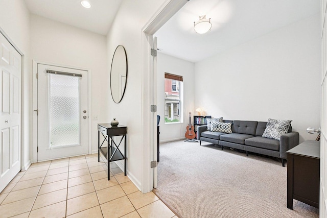 7511 Brown Ave Unit N, Forest Park, IL 60130 - living area featuring light tile patterned flooring and light carpet