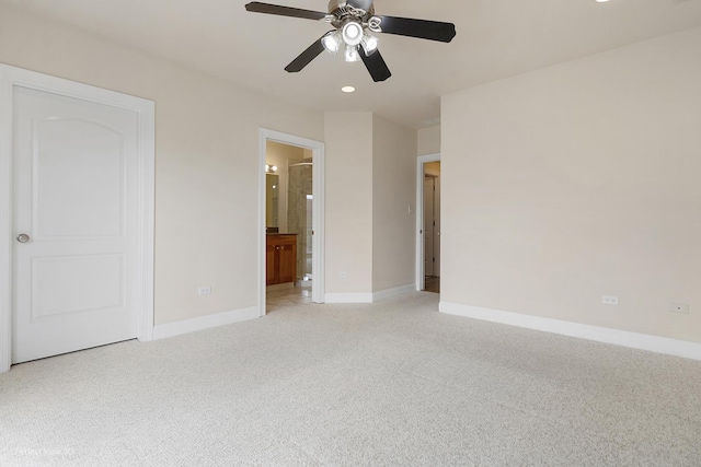 25 E 26th St Unit 4, Chicago, IL 60616 - unfurnished bedroom featuring light carpet, baseboards, recessed lighting, ensuite bath, and ceiling fan