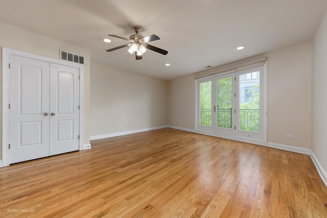 25 E 26th St Unit 4, Chicago, IL 60616 - unfurnished bedroom with baseboards, light wood-style flooring, recessed lighting, and a ceiling fan