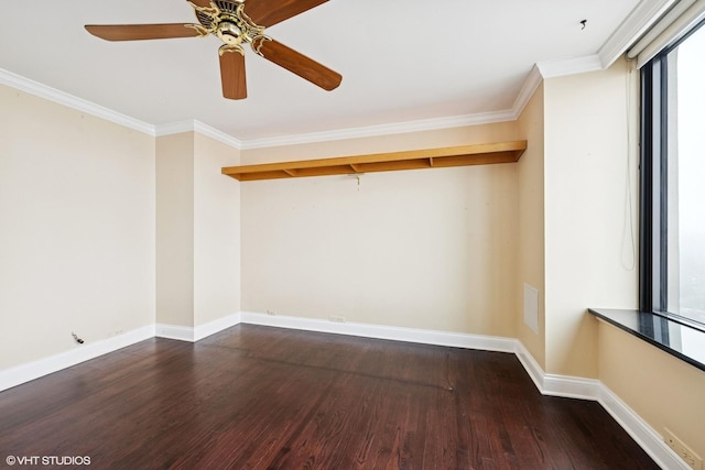 1560 N Sandburg Ter Unit 2202, Chicago, IL 60610 - unfurnished room with wood finished floors, ornamental molding, baseboards, and ceiling fan