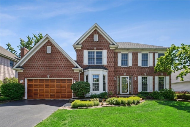 616 Meadowview Dr, West Chicago, IL 60185 - view of front facade featuring brick siding, a front lawn, asphalt driveway, and a garage