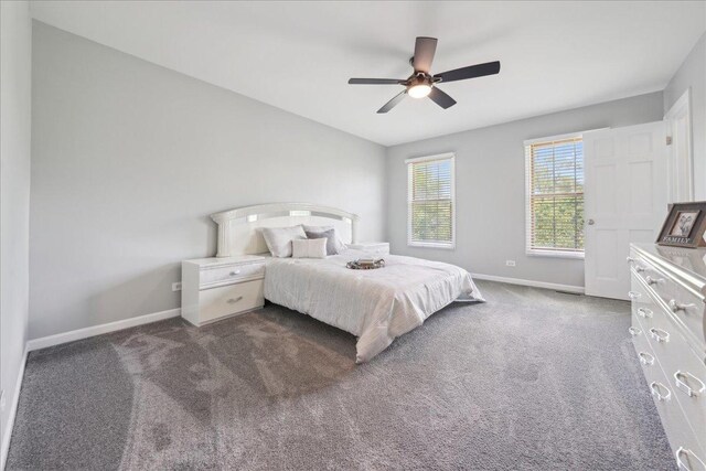 616 Meadowview Dr, West Chicago, IL 60185 - carpeted bedroom featuring baseboards and ceiling fan