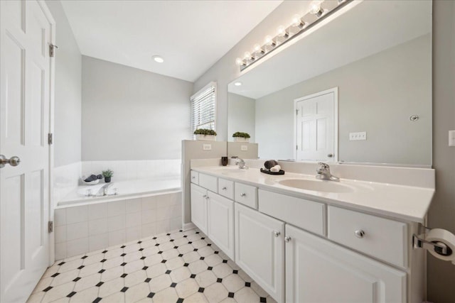 616 Meadowview Dr, West Chicago, IL 60185 - full bathroom featuring double vanity, a bath, and tile patterned floors