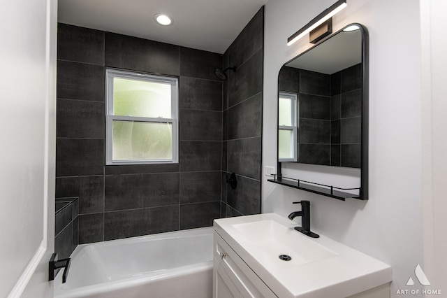 26415 W Beach St, Antioch, IL 60002 - full bathroom with vanity, bathtub / shower combination, and plenty of natural light
