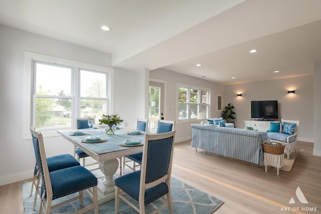 26415 W Beach St, Antioch, IL 60002 - dining area featuring baseboards, light wood-type flooring, and recessed lighting