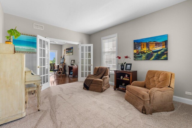 6312 Kingsbridge Dr, Cary, IL 60013 - living area featuring french doors, carpet, and plenty of natural light