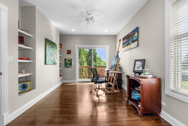 6312 Kingsbridge Dr, Cary, IL 60013 - office space with wood finished floors, plenty of natural light, ceiling fan, and recessed lighting