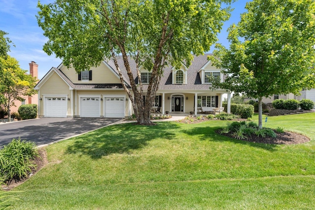 6312 Kingsbridge Dr, Cary, IL 60013 - view of front of home with driveway, a front lawn, a porch, roof with shingles, and a garage