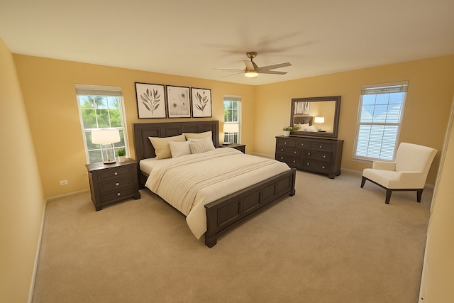 2333 Roaring Creek Dr, Aurora, IL 60503 - bedroom featuring multiple windows, light carpet, and a ceiling fan