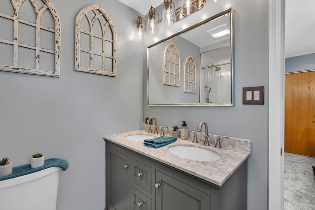 26138 Oak Ridge Ct, Channahon, IL 60410 - full bath with double vanity, toilet, and a shower