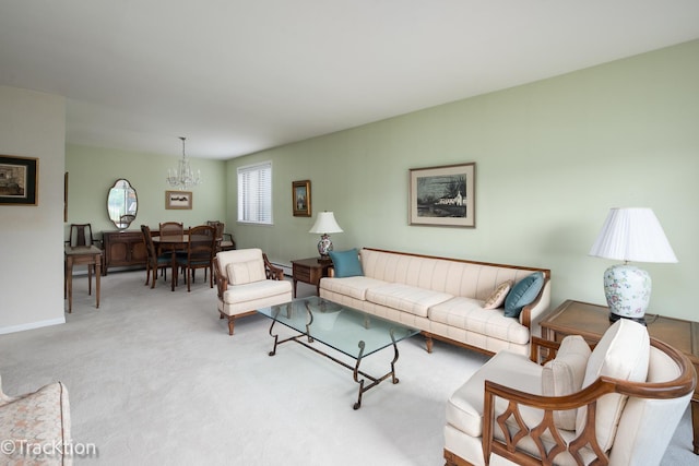 6660 S Brainard Ave Unit 201, Countryside, IL 60525 - living area featuring a chandelier, light carpet, and baseboards