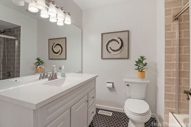 4125 Victoria Dr, Hoffman Estates, IL 60192 - full bathroom with vanity, toilet, tile patterned floors, baseboards, and tub / shower combination