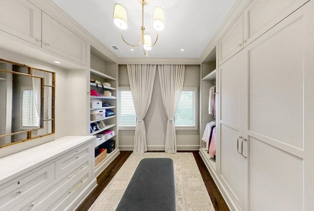 1429 S Prairie Ave, Chicago, IL 60605 - spacious closet with a chandelier and dark wood-style floors