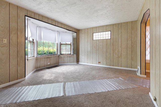 8505 S Seeley Ave, Chicago, IL 60620 - carpeted spare room featuring wooden walls, a textured ceiling, and baseboards