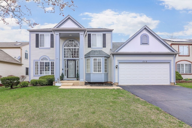 1518 Charlotte Cir, Naperville, IL 60564 - view of front of home featuring asphalt driveway, a front lawn, and a garage