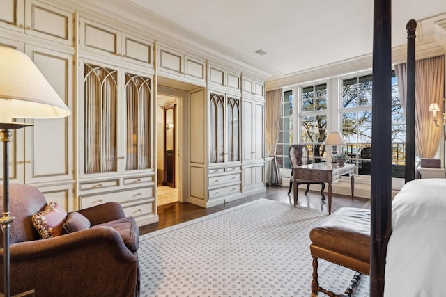 199 E Lake Shore Dr Unit 3, Chicago, IL 60611 - bedroom with ornamental molding and dark wood finished floors
