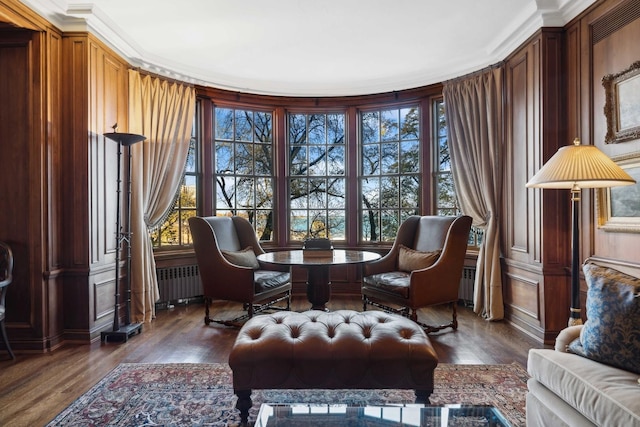 199 E Lake Shore Dr Unit 3, Chicago, IL 60611 - sitting room featuring radiator, dark wood-style flooring, and healthy amount of natural light