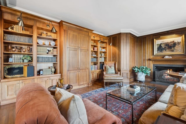 199 E Lake Shore Dr Unit 3, Chicago, IL 60611 - living room featuring a fireplace, wood finished floors, and ornamental molding