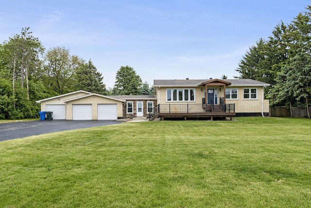 11S561 Saratoga Ave, Lemont, IL 60439 - view of front facade with asphalt driveway and a wooden deck