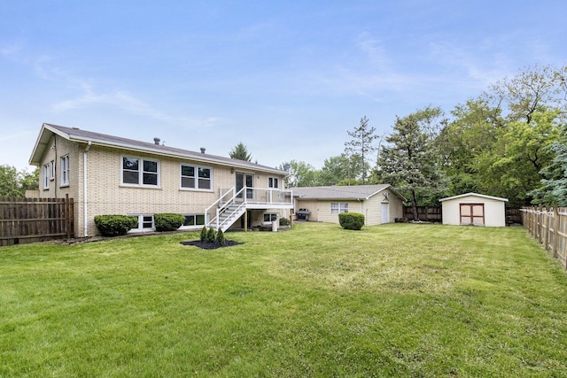 11S561 Saratoga Ave, Lemont, IL 60439 - back of house with stairs, brick siding, and a wooden deck