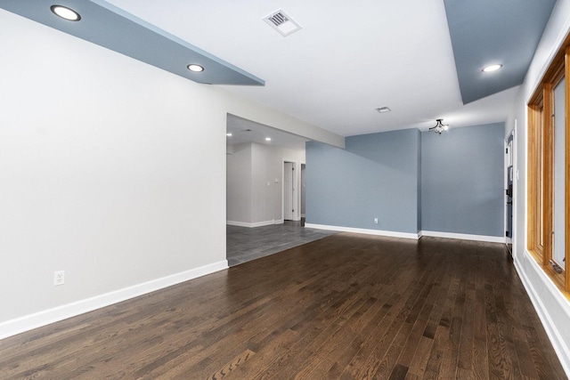 11S561 Saratoga Ave, Lemont, IL 60439 - unfurnished room featuring dark wood-style floors, baseboards, and recessed lighting