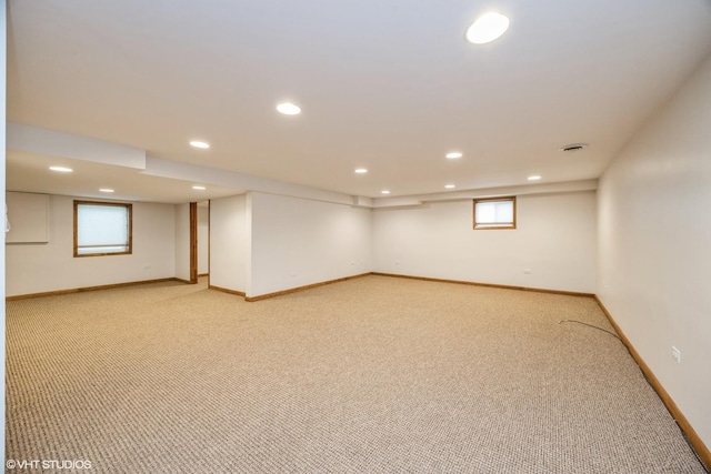 6483 Indianhead Trl, Indian Head Park, IL 60525 - below grade area featuring recessed lighting, light carpet, and baseboards
