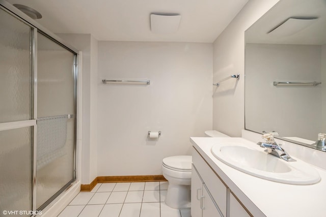 6483 Indianhead Trl, Indian Head Park, IL 60525 - full bathroom featuring baseboards, toilet, tile patterned floors, and a stall shower