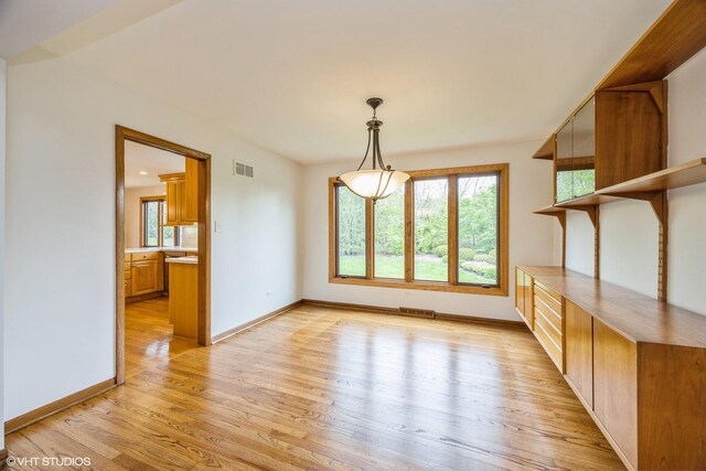 6483 Indianhead Trl, Indian Head Park, IL 60525 - unfurnished dining area featuring healthy amount of natural light, light wood-type flooring, and baseboards