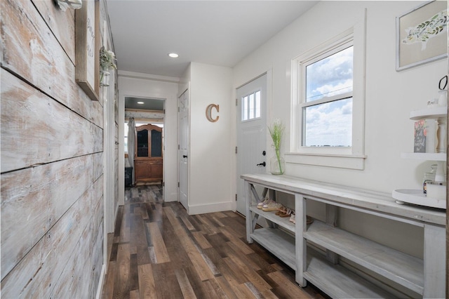 17469 N 300 E Rd, Flanagan, IL 61740 - entryway featuring dark wood-style flooring, baseboards, and recessed lighting