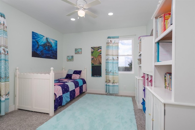 17469 N 300 E Rd, Flanagan, IL 61740 - bedroom featuring carpet floors, recessed lighting, baseboards, and a ceiling fan