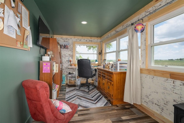 17469 N 300 E Rd, Flanagan, IL 61740 - office featuring healthy amount of natural light, wood finished floors, recessed lighting, and wallpapered walls