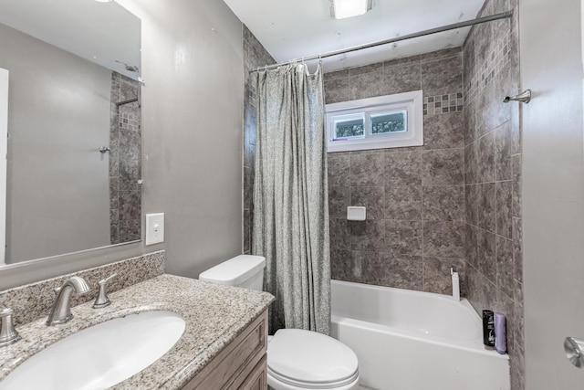 205 Glen St, West Chicago, IL 60185 - bathroom featuring toilet, vanity, and shower / bathtub combination with curtain