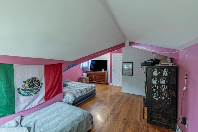 205 Glen St, West Chicago, IL 60185 - bedroom featuring hardwood / wood-style floors and lofted ceiling