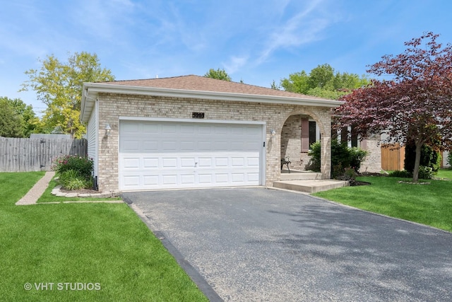 5203 Brighton Ln, Plainfield, IL 60586 - ranch-style house with driveway, brick siding, a garage, and a shingled roof