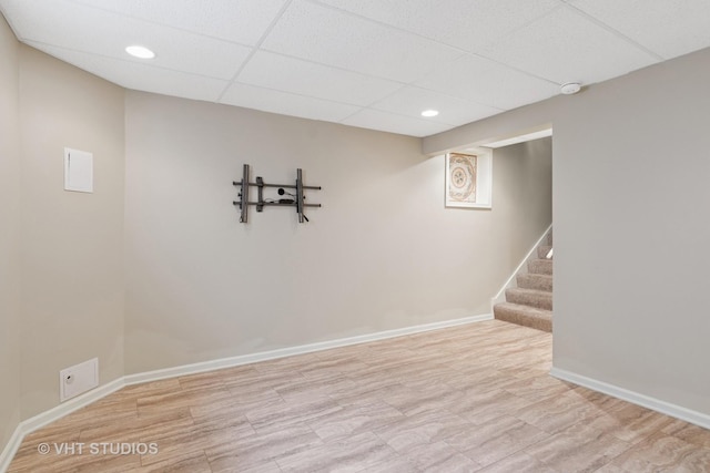 5203 Brighton Ln, Plainfield, IL 60586 - finished basement with recessed lighting, a paneled ceiling, stairway, and baseboards
