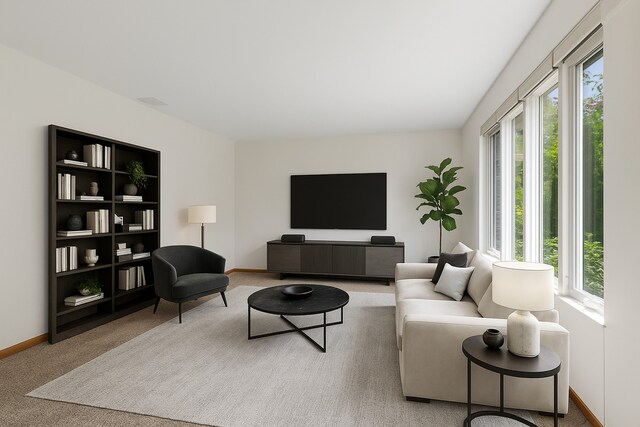 5203 Brighton Ln, Plainfield, IL 60586 - carpeted living room featuring healthy amount of natural light and baseboards
