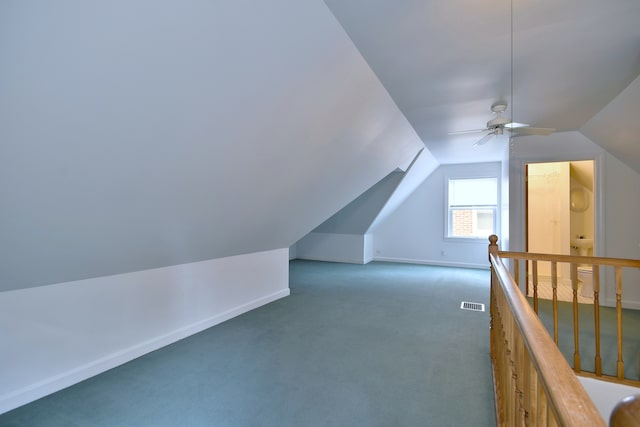 1625 N 73rd Ct, Elmwood Park, IL 60707 - bonus room with baseboards, carpet floors, lofted ceiling, and a ceiling fan