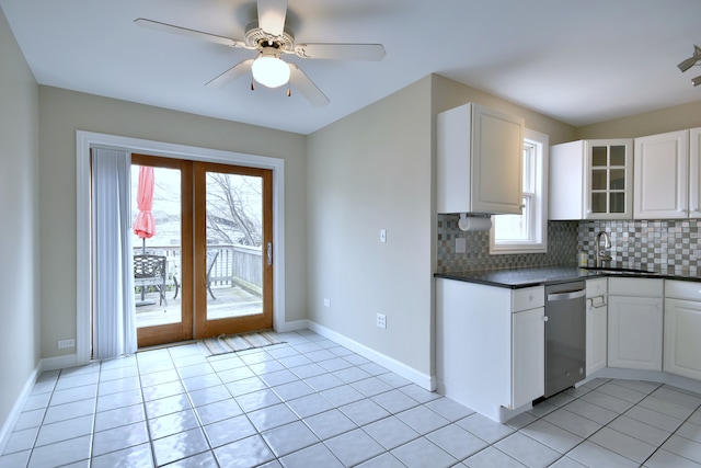 1625 N 73rd Ct, Elmwood Park, IL 60707 - kitchen with dishwasher, a sink, dark countertops, backsplash, and plenty of natural light