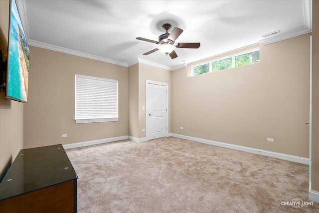 4748 Sassafras Ln, Naperville, IL 60564 - carpeted spare room with ceiling fan, ornamental molding, and baseboards