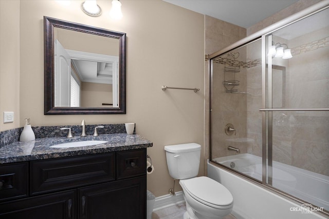 4748 Sassafras Ln, Naperville, IL 60564 - bathroom with toilet, vanity, enclosed tub / shower combo, and baseboards