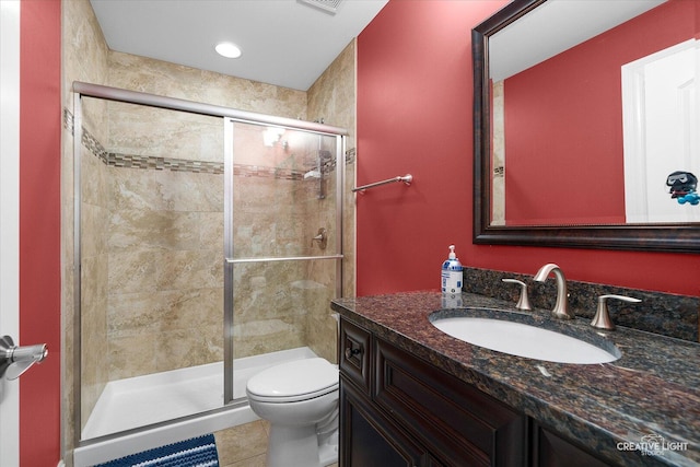 4748 Sassafras Ln, Naperville, IL 60564 - bathroom featuring toilet, a shower stall, vanity, and tile patterned flooring