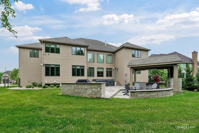 4748 Sassafras Ln, Naperville, IL 60564 - rear view of house featuring an outdoor kitchen, a patio area, a gazebo, and a fire pit