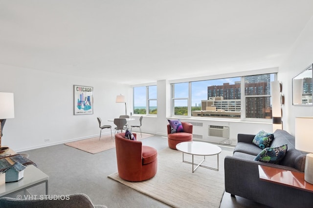 4250 N Marine Dr Unit 1406, Chicago, IL 60613 - living room with carpet floors, a wall mounted AC, and baseboards
