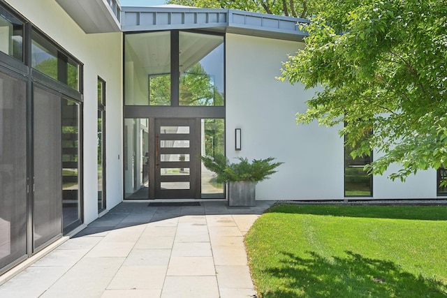 4N575 Old Quarry Rd, Saint Charles, IL 60174 - entrance to property with stucco siding and a lawn