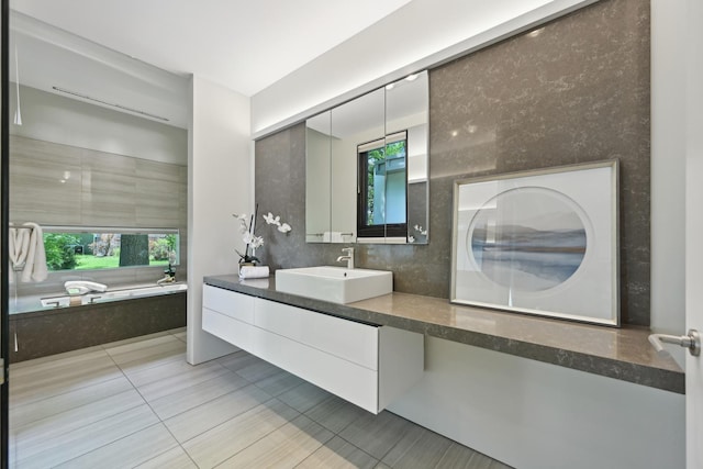 4N575 Old Quarry Rd, Saint Charles, IL 60174 - full bath featuring tile patterned flooring, vanity, and a garden tub