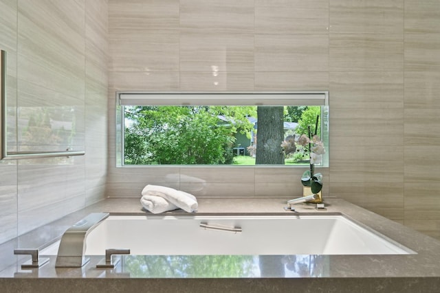 4N575 Old Quarry Rd, Saint Charles, IL 60174 - bathroom featuring healthy amount of natural light, a garden tub, and tile walls