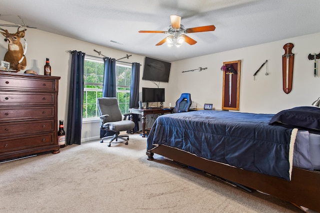 3807 Sandstone Dr, Champaign, IL 61822 - bedroom with carpet, an office area, and a ceiling fan